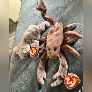 Ty Plush Set: Brown Scorpion and Gray Koala Bear